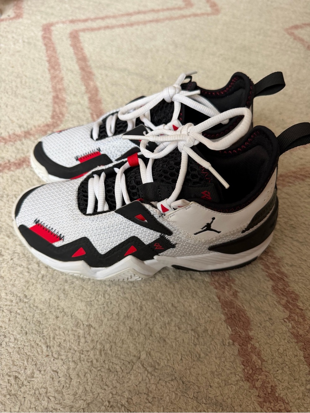 Jordan Kids White Black Red Athletic Sneakers